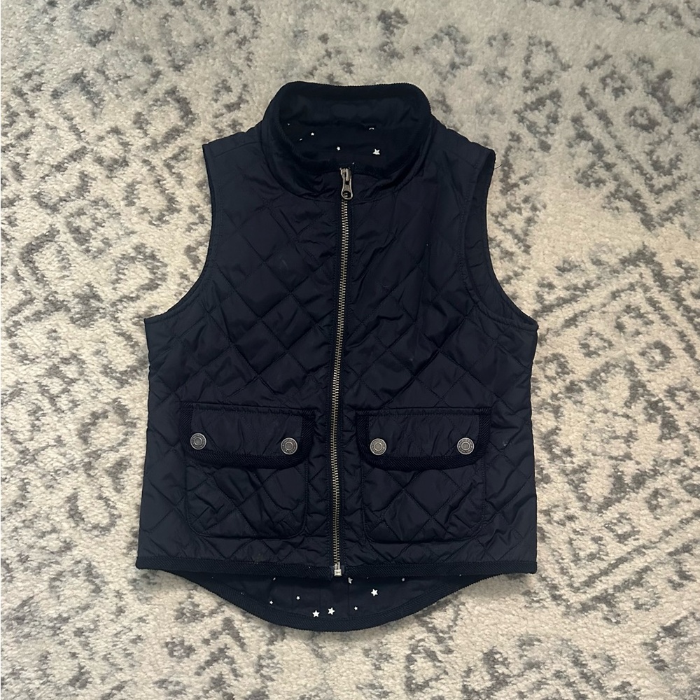 Navy Gap Kids Quilted Vest with Pockets and Corduroy Trim (XS)